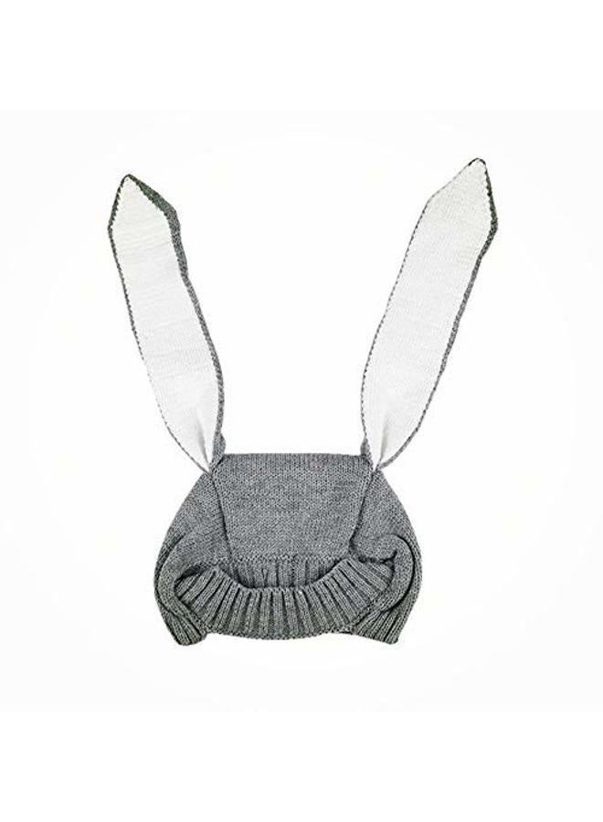 XYX Crochet Earflap Pilot Hats Rabbit Ears Beanie Cap Winter Warm Knit Caps for Toddlers Baby Girls and Boys, Gray, Medium - Image 5
