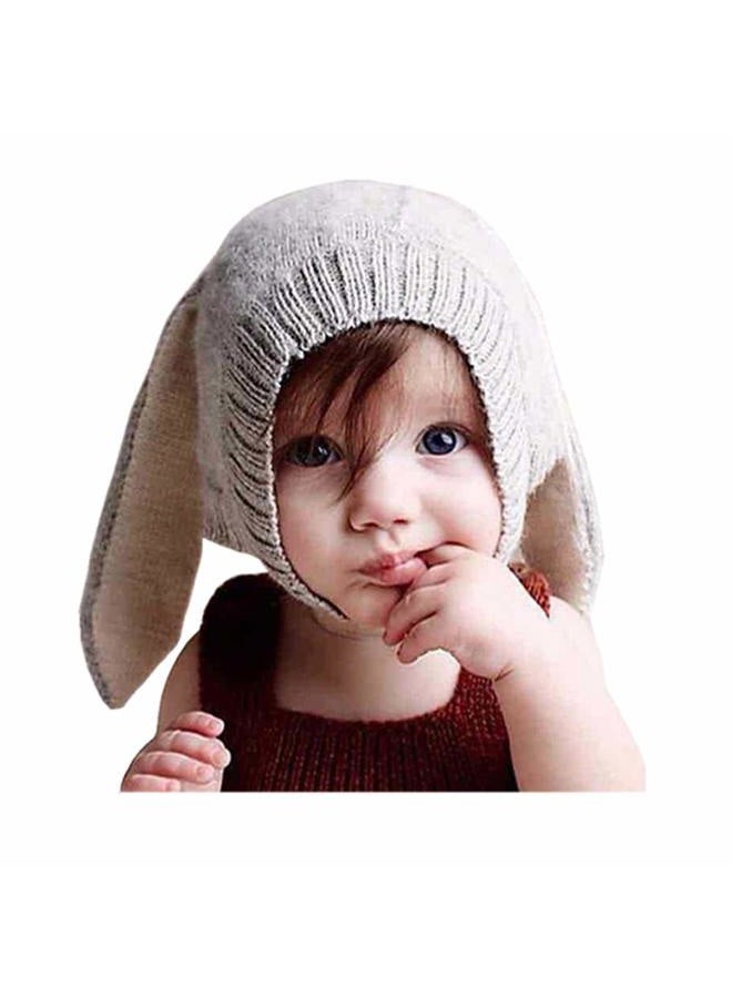XYX Crochet Earflap Pilot Hats Rabbit Ears Beanie Cap Winter Warm Knit Caps for Toddlers Baby Girls and Boys, Gray, Medium - Image 1
