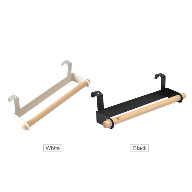 White Towel Bar: Over-the-Cabinet Space-saving Design - Heavy-duty Solid Iron & Wood Material, Smooth Edges Towel Rack for Kitchen Bathroom Narrow Spaces - Image 2