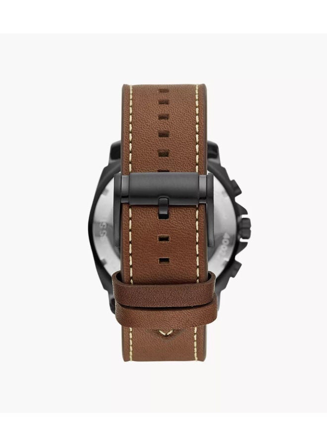FOSSIL Men Leather Chronograph Wrist Watch BQ2760 - Image 3