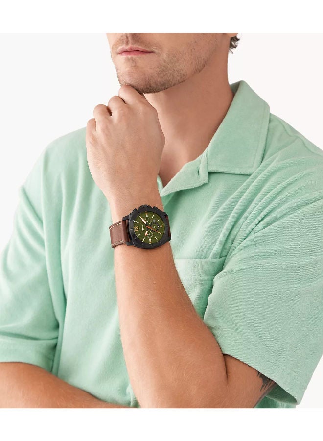 FOSSIL Men Leather Chronograph Wrist Watch BQ2760 - Image 4