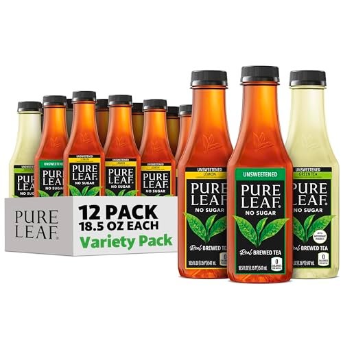 Pure Leaf Iced Tea Unsweetened 3 Flavor Variety Pack Zero Sugar  Zero Calories 185 Fl Oz Bottles Pack of 12 - Image 1