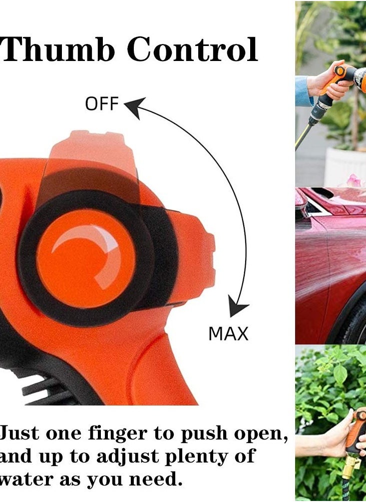 SYOSI - Garden Hose Nozzle, 8 Spray Modes Heavy Duty High Pressure Water Hose Nozzle, Thumb Control On/Off Valve, Hose Sprayer for Garden and Lawn Watering, Cleaning, Pets and Car Washes - Image 1