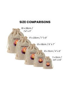 PRINTSHOP4ME Diwali Burlap Gift Bags-Set Of 12 Bags Reusable Gift Bags For Festive&Return Gifts Perfect For Diwali Celebrations Jute Bag For Sweets,Jewelry,Dry Fruits  - Image 2