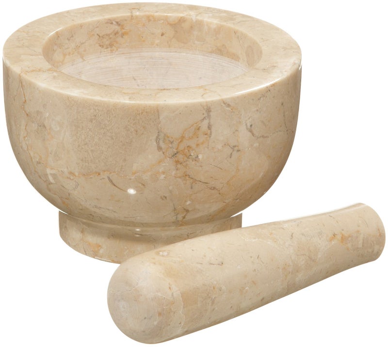 Cilio Champagne Marble Mortar and Pestle, 4-Inch, Cream - Image 3