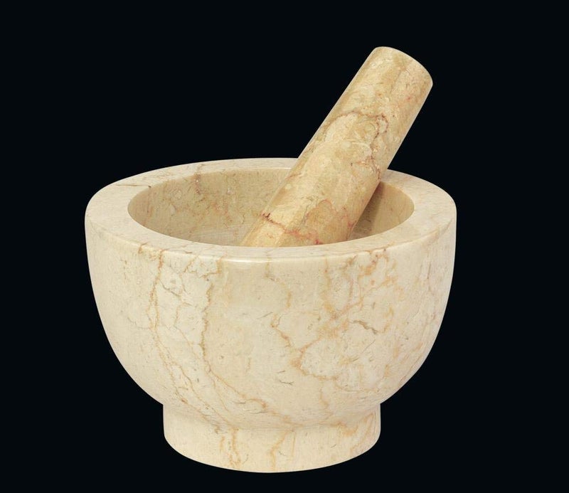 Cilio Champagne Marble Mortar and Pestle, 4-Inch, Cream - Image 2