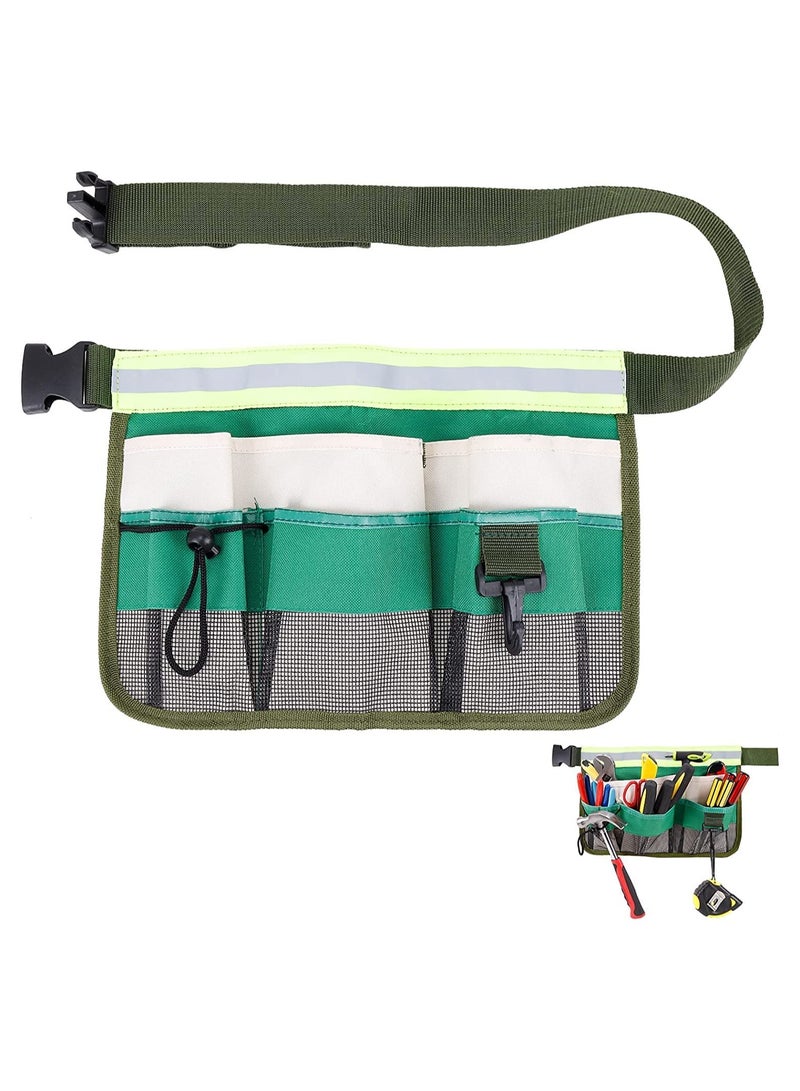 Zikra 1-Pack Tool Pouch with Adjustable Belts, Waterproof Toolbelt for MenWomen, Small Tool Belt Bags with Loops for Hammer, 7-Pocket Gardening Tools Belt Bags Garden Waist Bag Hanging Pouch - Green - Image 1