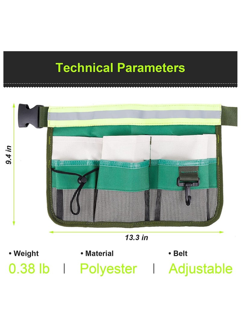 Zikra 1-Pack Tool Pouch with Adjustable Belts, Waterproof Toolbelt for MenWomen, Small Tool Belt Bags with Loops for Hammer, 7-Pocket Gardening Tools Belt Bags Garden Waist Bag Hanging Pouch - Green - Image 3