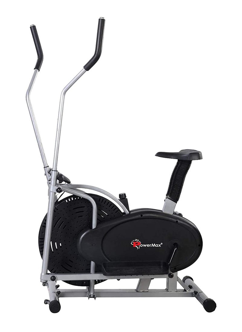 PowerMax Fitness - PowerMax Fitness EH-200 Orbitrek Exercise Cycle and Elliptical Cross Trainer with Hand Pulse, Comfortable Seat and Smart LCD Display (Black) - Image 1