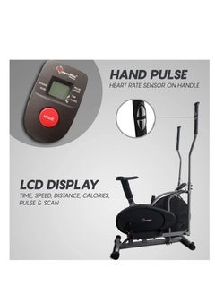 PowerMax Fitness PowerMax Fitness EH-200 Orbitrek Exercise Cycle and Elliptical Cross Trainer with Hand Pulse, Comfortable Seat and Smart LCD Display (Black)  - Image 2