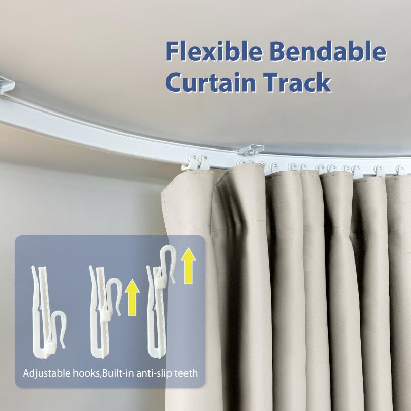 cbsroro Room Divider Ceiling Mounted Curtains Track Sets Extra Wide Blackout Curtain Flexible Tracks for Bedroom Privacy Partition Separator, 1 Panel Beige Drape and White Rail, W8.3 x H7ft - Image 5