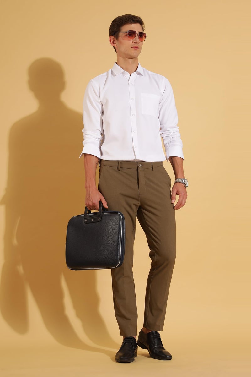 FYLTR Men's Slim Fit Shirt - Dobby Self Design | Full Sleeve | Functional Patch Pocket | White Formal Shirts for Men - Image 2