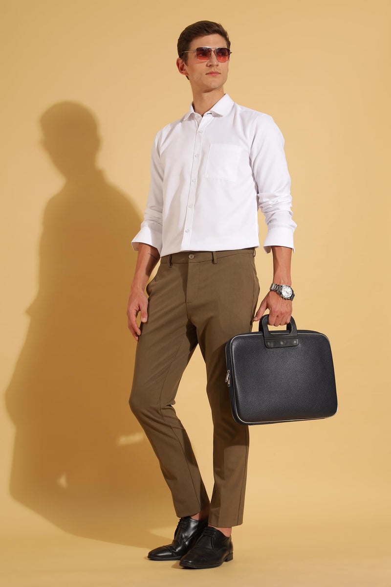 FYLTR Men's Slim Fit Shirt - Dobby Self Design | Full Sleeve | Functional Patch Pocket | White Formal Shirts for Men - Image 3