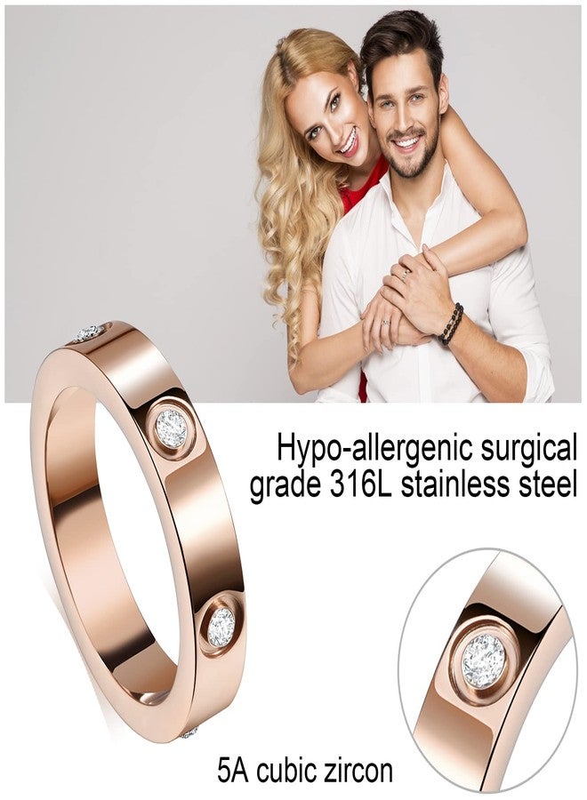 Godyce Love Friendship Rings 18K Gold Plated Silver with CZ Stainless Steel Promise Rings Wedding Band Fashion Love Rings for Her Women with Gifts Box (8, Rose gold) - Image 2
