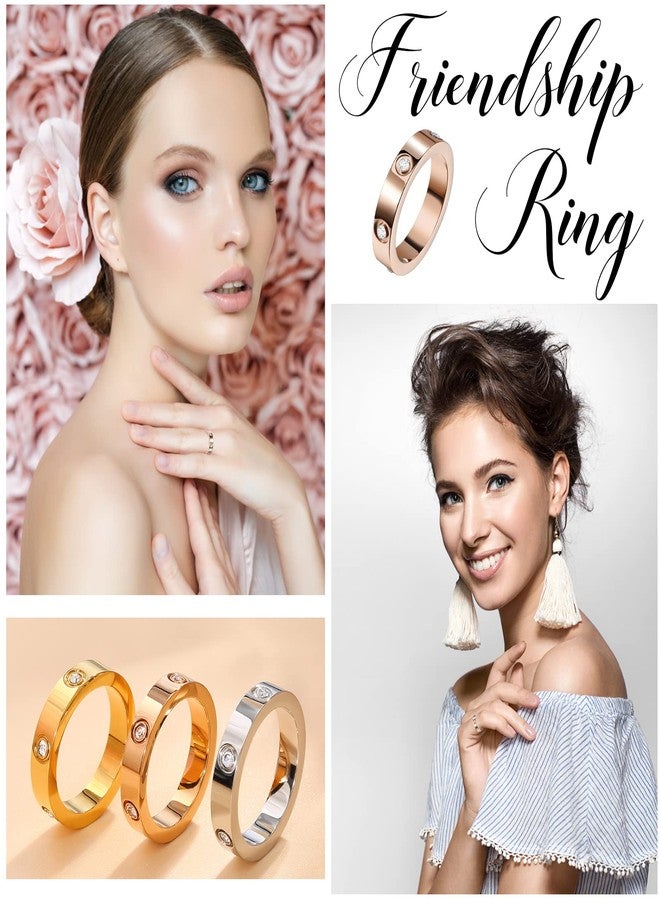Godyce Love Friendship Rings 18K Gold Plated Silver with CZ Stainless Steel Promise Rings Wedding Band Fashion Love Rings for Her Women with Gifts Box (8, Rose gold) - Image 4