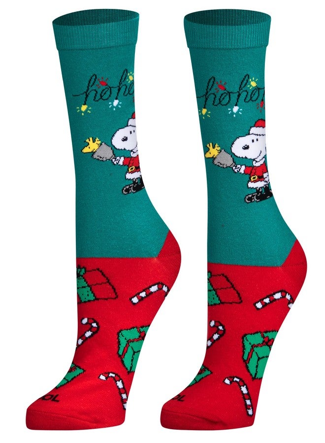Odd Sox Cool Socks - Snoopy Claus Crew Socks - Licensed Charlie Brown Themed - Size Medium for Men, Women & Kids- Fun Nostalgic Novelty Crazy Footwear - Comfy Cotton Blend - Christmas Stocking Stuffer & - Image 1