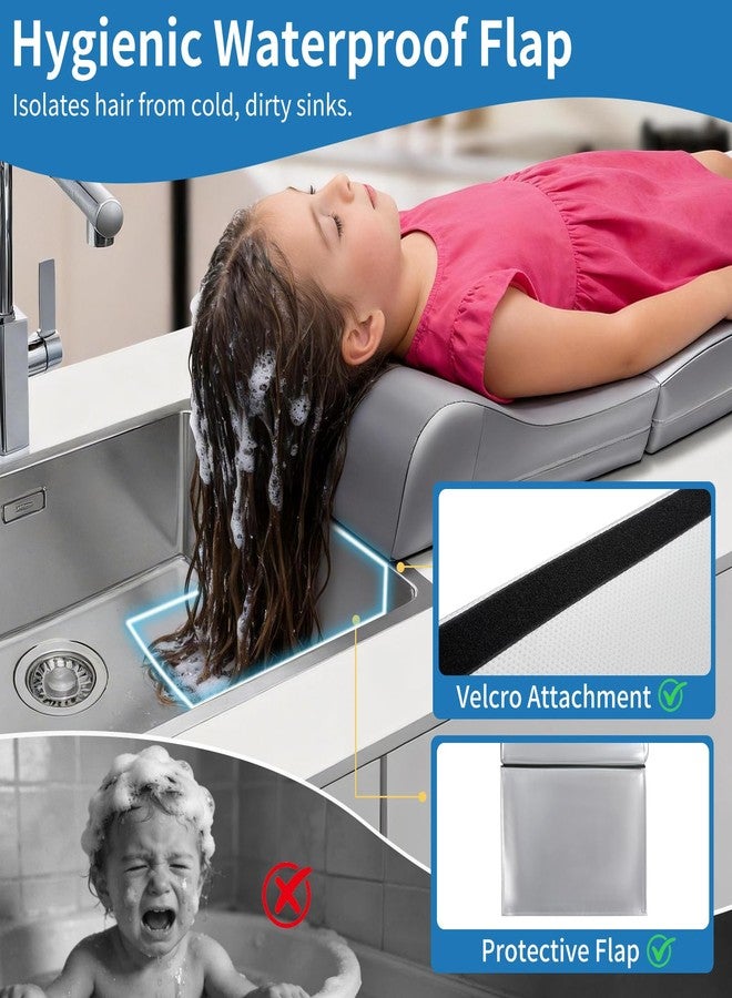 PlentiVive Hair Washing Station for Kids, Foldable Shampoo Mat for Kids with Waterproof Splash Guard, Ergonomic Sink Head Rest for Washing Hair, Anti-Slip Tear-Free Shampoo Buddy for Toddlers - Image 3
