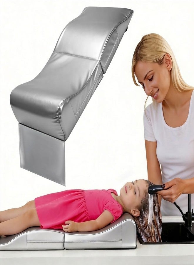PlentiVive Hair Washing Station for Kids, Foldable Shampoo Mat for Kids with Waterproof Splash Guard, Ergonomic Sink Head Rest for Washing Hair, Anti-Slip Tear-Free Shampoo Buddy for Toddlers - Image 1