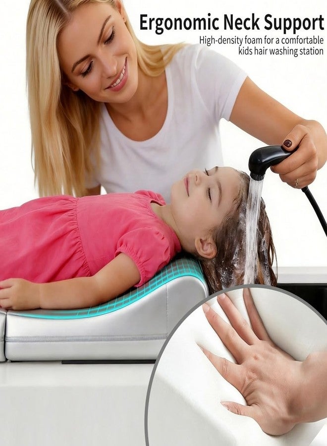 PlentiVive Hair Washing Station for Kids, Foldable Shampoo Mat for Kids with Waterproof Splash Guard, Ergonomic Sink Head Rest for Washing Hair, Anti-Slip Tear-Free Shampoo Buddy for Toddlers - Image 5