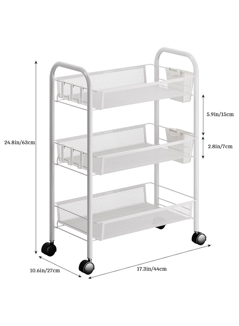 سلة تخزين فاكهة وخضراوات بثلاث طبقات للمطبخ، عربة تخزين دوارة بثلاث طبقات مع عجلات وصندوقين لل، وعاء فاكهة للمطبخ قابل للتكديس، سلة خضراوات سلكية للبصل والبطاطس، لون أسود - Image 4