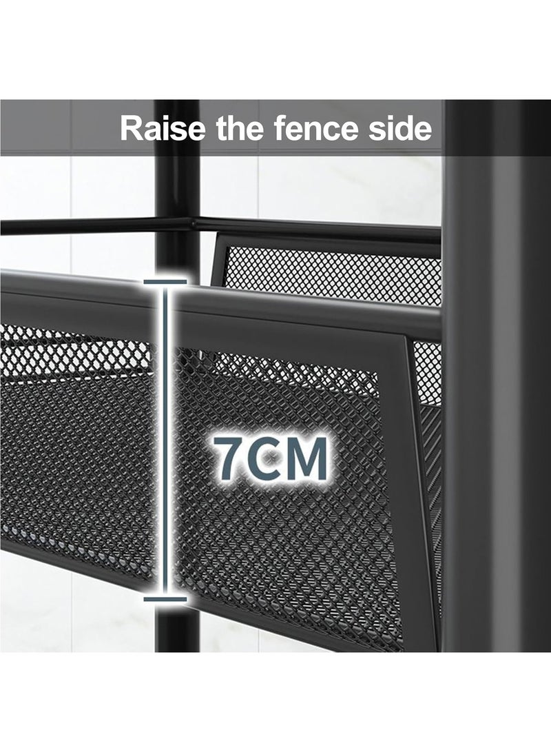 سلة تخزين فاكهة وخضراوات بثلاث طبقات للمطبخ، عربة تخزين دوارة بثلاث طبقات مع عجلات وصندوقين لل، وعاء فاكهة للمطبخ قابل للتكديس، سلة خضراوات سلكية للبصل والبطاطس، لون أسود - Image 3