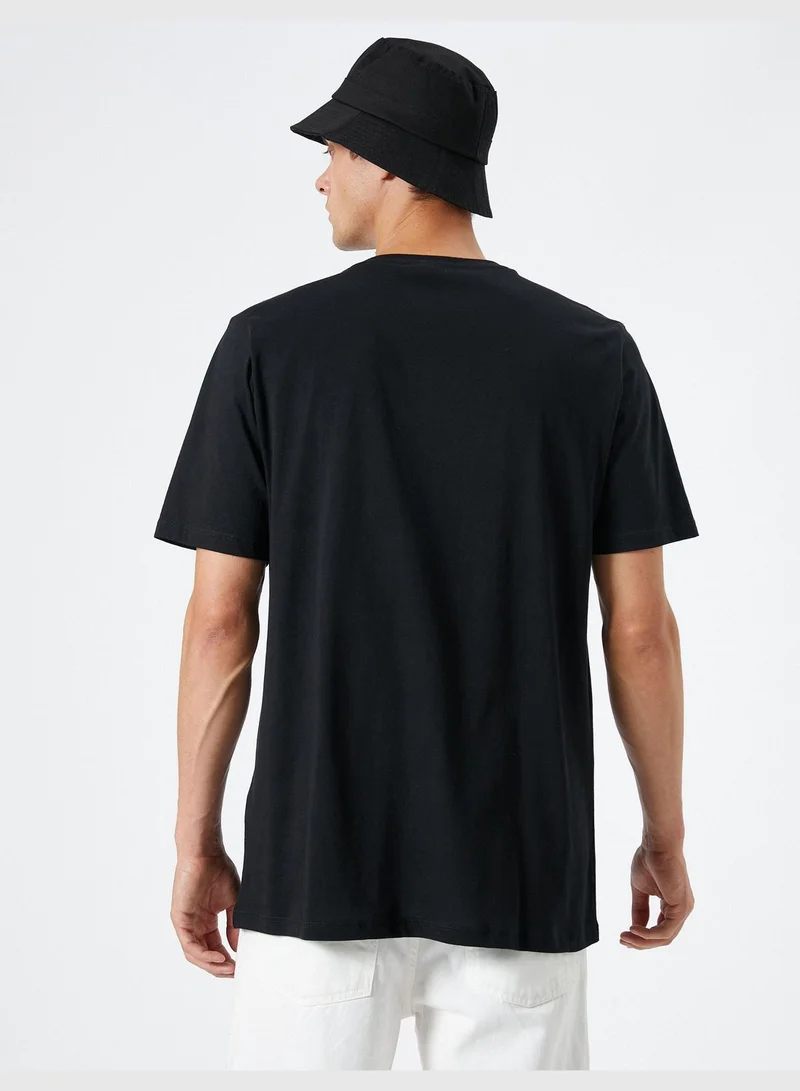 KOTON Slogan Printed Crew Neck Short Sleeve Cotton T-Shirt