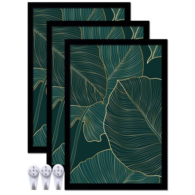 BLACK PICTURE FRAME SET OF 3 16X24 PICTURE FRAME FOR PHOTO POSTER CANVAS CERTIFICATE DOCUMENT DISPLAY HORIZONTALLY OR VERTICALLY HIGH TRANSPARENT WALL GALLERYSIZE 16 X 24 INCHES
