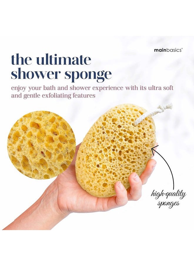 MainBasics - Faux Sea Bath Sponge - Large, Soft Exfoliating Body Sponge for Shower, Foam Loofah (2 Pack) - Image 1