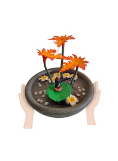 Greymode Elai TableTop Indoor Outdoor Fountain with Cute Buddha Perfect for Home Office Increase Abundant Money Flow Vastu Remedy Pale Yellow Leaf with Free Motor 32 cm 38 cm  - Image 4