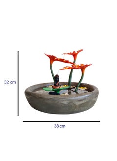 Greymode Elai TableTop Indoor Outdoor Fountain with Cute Buddha Perfect for Home Office Increase Abundant Money Flow Vastu Remedy Pale Yellow Leaf with Free Motor 32 cm 38 cm  - Image 2