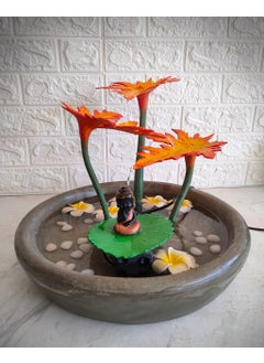 Greymode Elai TableTop Indoor Outdoor Fountain with Cute Buddha Perfect for Home Office Increase Abundant Money Flow Vastu Remedy Pale Yellow Leaf with Free Motor 32 cm 38 cm  - Image 3