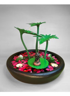 Greymode Elai TableTop Indoor Outdoor Fountain with Cute Buddha Perfect for Home Office Increase Abundant Money Flow Vastu Remedy Pale Yellow Leaf with Free Motor 32 cm 38 cm  - Image 5