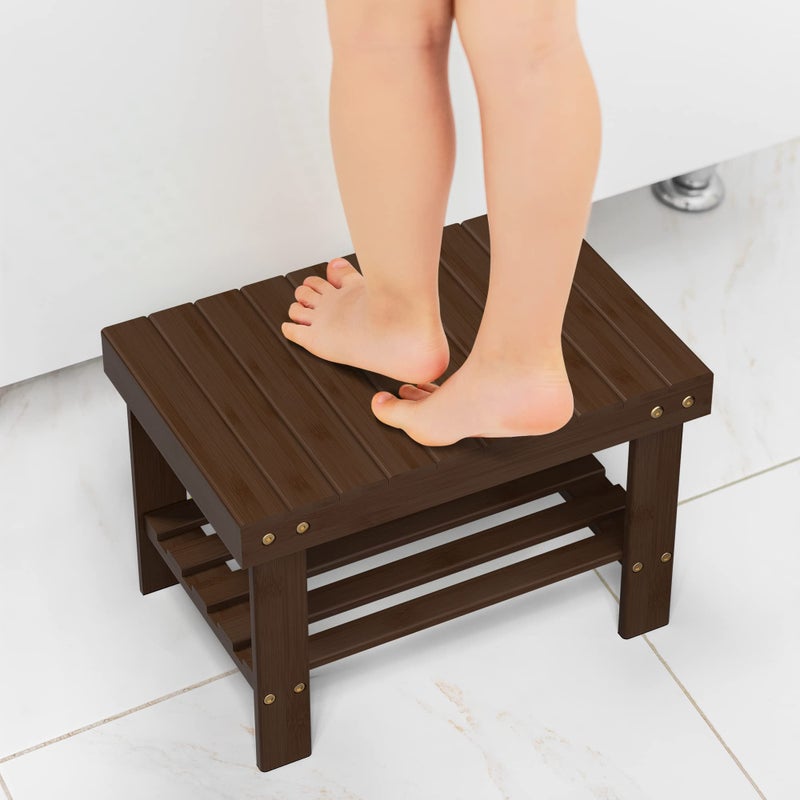 Zhuoyue Wooden Step Stool for Kids Adults Small Wood Shower Foot Rest Stool Shaving Legs Potty Stool for Bathroom Sink Bed Kitchen 