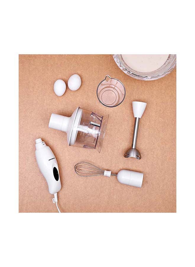 Olsenmark 4 in 1 Hand Blender with Copper Motor, Anti-Splatter and Stainless Steel Blade &  2 Speed Setting OMHB2353 White/Silver/Black - Image 3