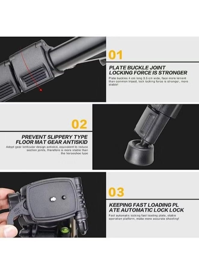 Jmary Jmary KP-2234 Professional Aluminium Tripod for All DSLR Cameras (Black)  - Image 2