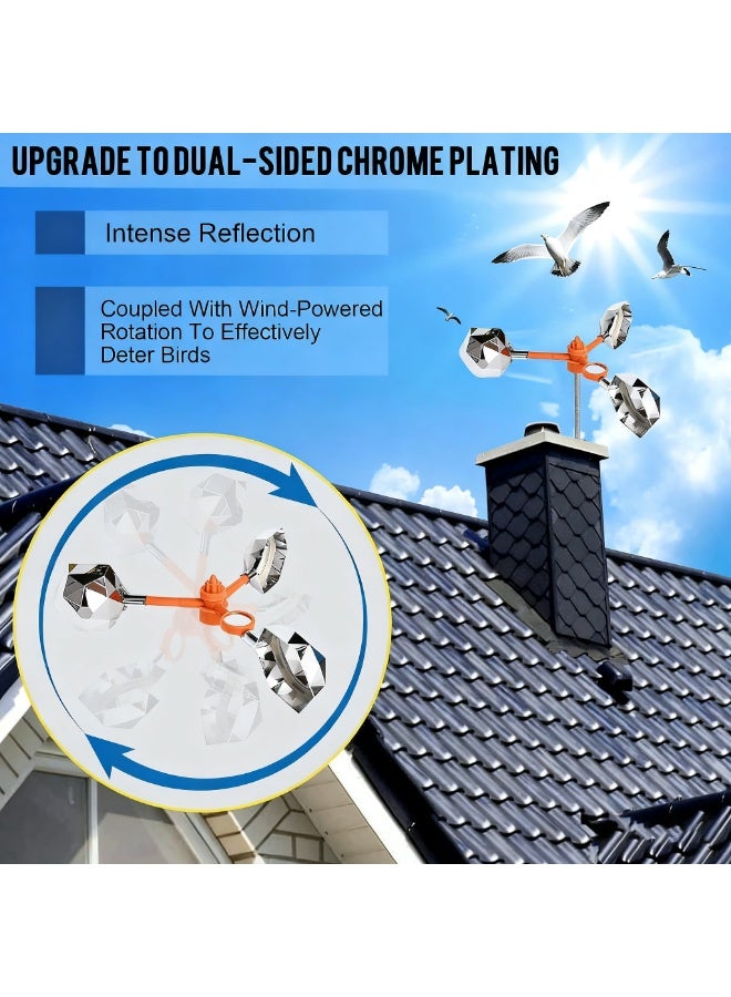 YelaJoy Reflect Bird Deterrent with Solar Voice Scarer, 360° Wind Driven  Flash Bird,  Repellent Rhombic Polygon Reflect Bird,  Deterrent Bird,  Spinning Reflectors Anti Bird Defender for Garden Yard ﻿ - Image 5