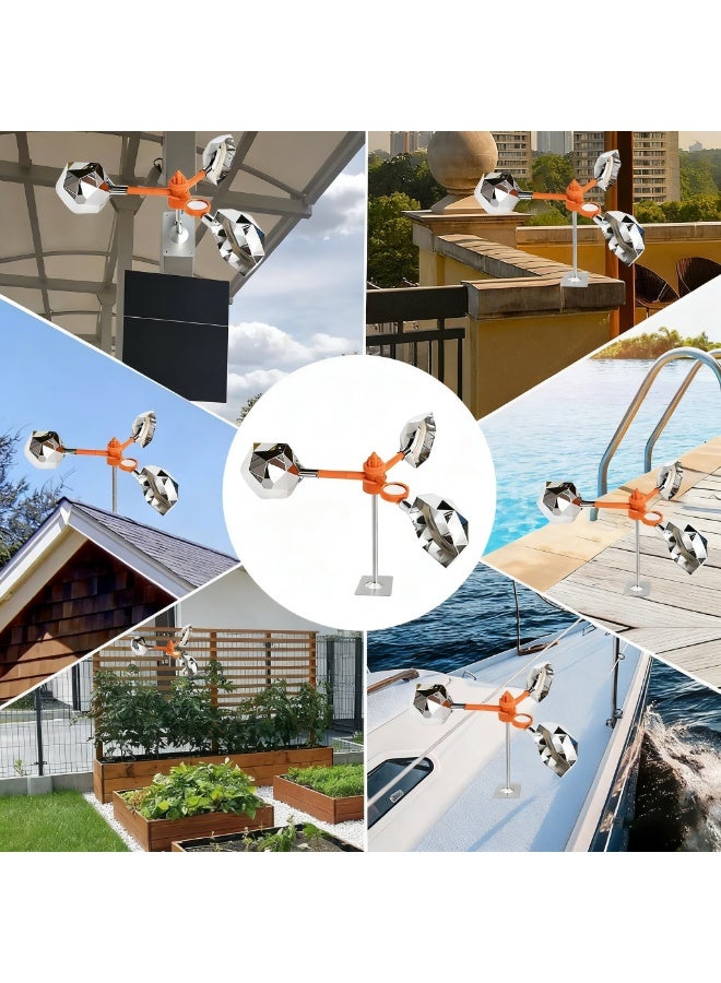 YelaJoy Reflect Bird Deterrent with Solar Voice Scarer, 360° Wind Driven  Flash Bird,  Repellent Rhombic Polygon Reflect Bird,  Deterrent Bird,  Spinning Reflectors Anti Bird Defender for Garden Yard ﻿ - Image 4