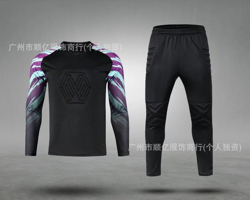 Generic Long-sleeved goalkeepers uniform suit childrens goalkeepers uniform adultss uniform student goalkeepers sportswear 8008 black 