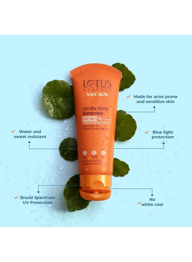 LOTUS HERBALS Safesun Ultrarx Matte Sunscreen Spf 50 Pa++++ | Cica & Green Tea | Water & Sweat Resistant | No White Cast | Dermatologically Tested | 50Gm  - Image 3