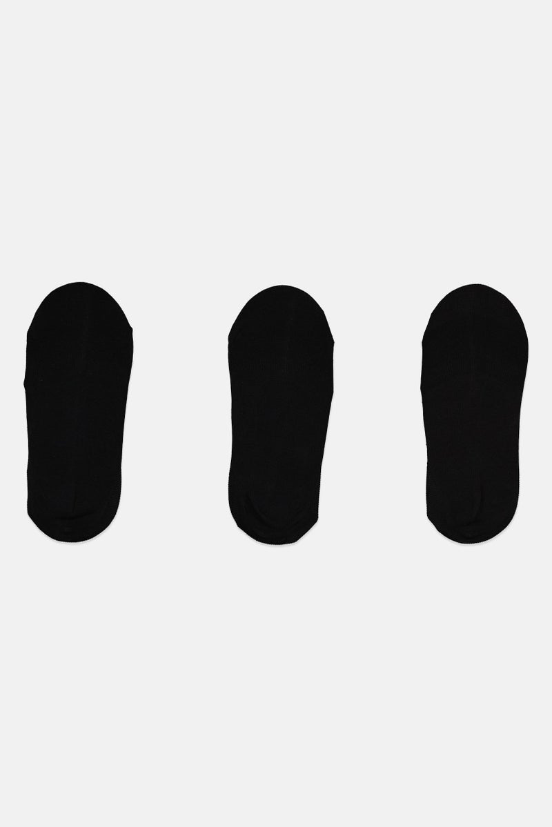 ANTA Kids Girl 3 Pairs Brand Logo No Show Socks, Black - Image 2