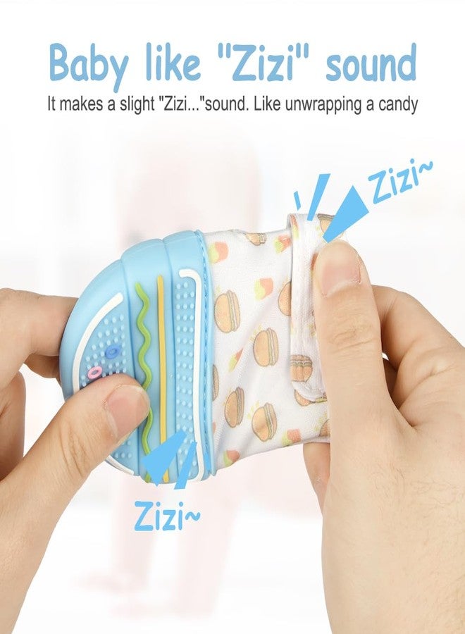 hotut 2Pack Silicone Teething Mitt, Hamburger Baby Teething Toy for 0-6 6-12 Months, Food Grade Silicone Infant Teething Mitten, BPA-Free Baby Chew Toys for Pain Relief, Sucking Needs - Image 4
