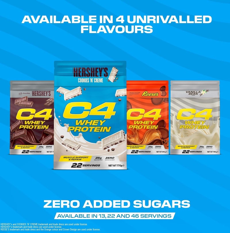 CELLUCOR C4 Whey Protein Powder Hershey's Cookies 'N' Creme 770g | 25g Protein Per Serving | 22 Servings | Zero Added Sugar | Fast Mixing Whey Protein for Muscle Growth & Recovery - Image 5