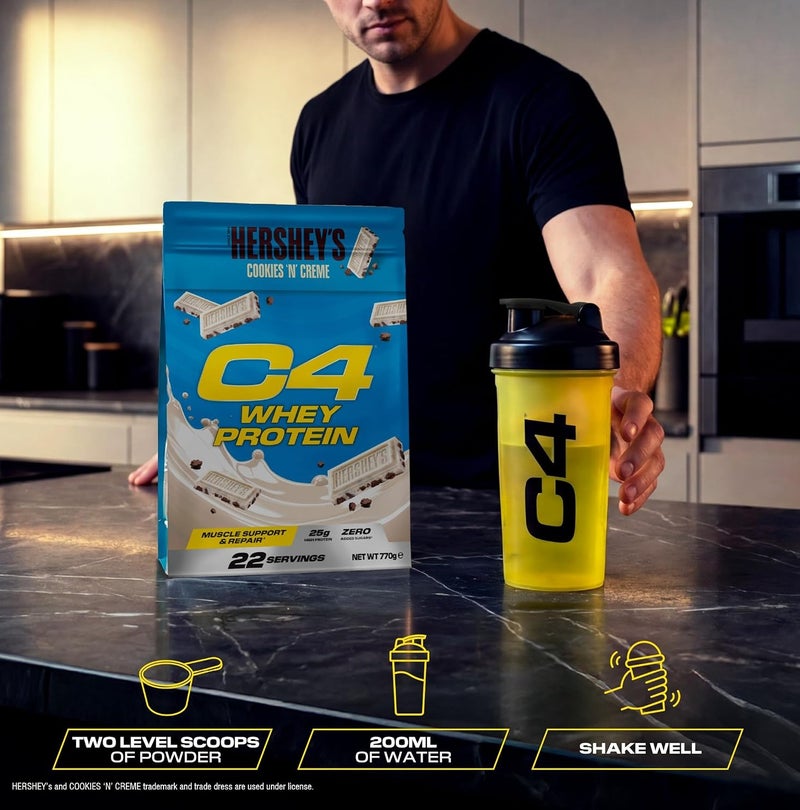 CELLUCOR C4 Whey Protein Powder Hershey's Cookies 'N' Creme 770g | 25g Protein Per Serving | 22 Servings | Zero Added Sugar | Fast Mixing Whey Protein for Muscle Growth & Recovery - Image 3