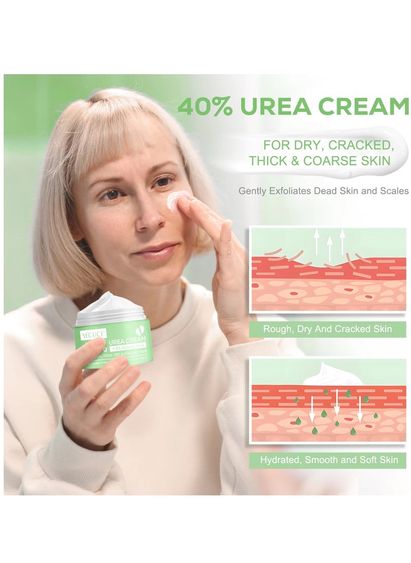 Yecuce 40% Urea Cream for Cracked Feet & Hands with 2% Salicylic Acid 120g Urea Cream for Dry Skin Moisturizer Cream Callus Remover Foot & Hand Cream Care Lotion Nourishes Repairs & Soften Skin  - Image 5