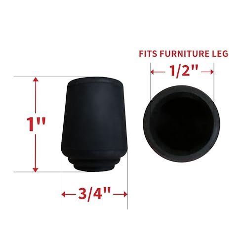 Waxman SoftTouch 4 Pack Non-Slip Round Rubber Leg Tip Protectors – 1/2" Inner Diameter for Chairs, Stools & Tables on Hardwood, Laminate, Tile & Vinyl - Reduce Noise & Prevent Scratches – Black - Image 3