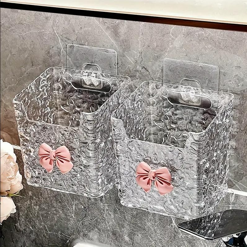 Swejos SingleTier Acrylic WallMounted Storage Box Discarded Washcloth Bathroom Rack PunchFree Design Sundries Toilet Storage 4 - Image 5