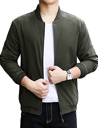 Lentta Men's Slim Fit Lightweight Softshell Bomber Jacket Coat Fall Jackets For Men (Medium, Army Green) - Image 2