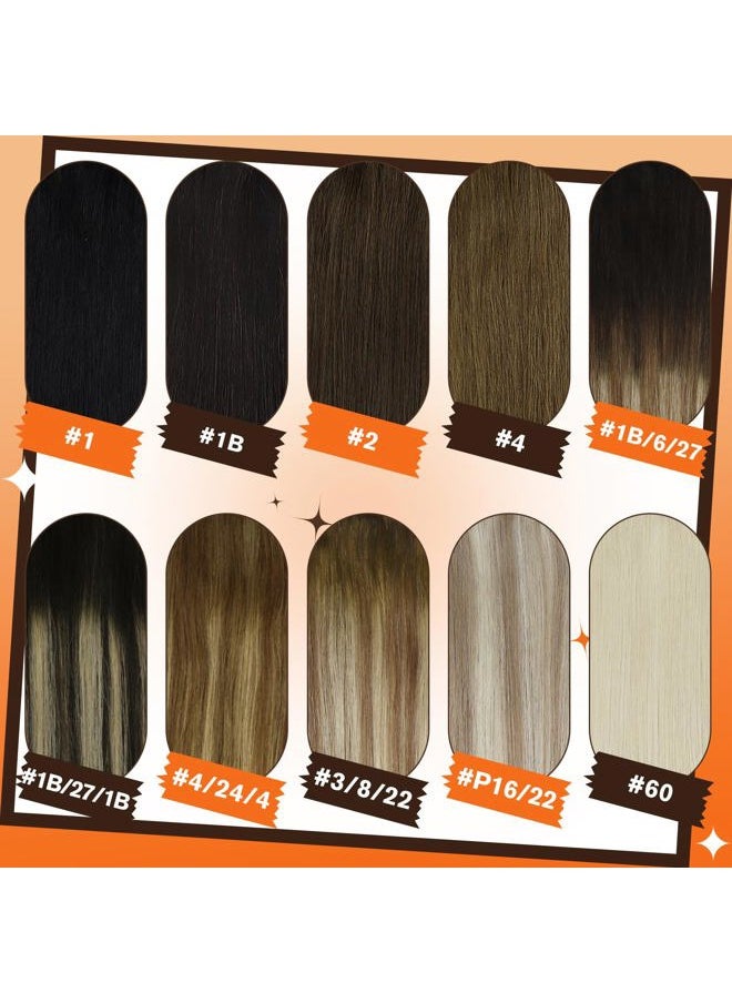 Full Shine Ombre Hair Extensions Clip in Human Hair Dark Brown Roots Ash Brown Mix Medium Blonde Lace Weft Clip in Hair Extensions Balayage Real Human Hair 3Pcs 60 Grams 18 Inch  - Image 5