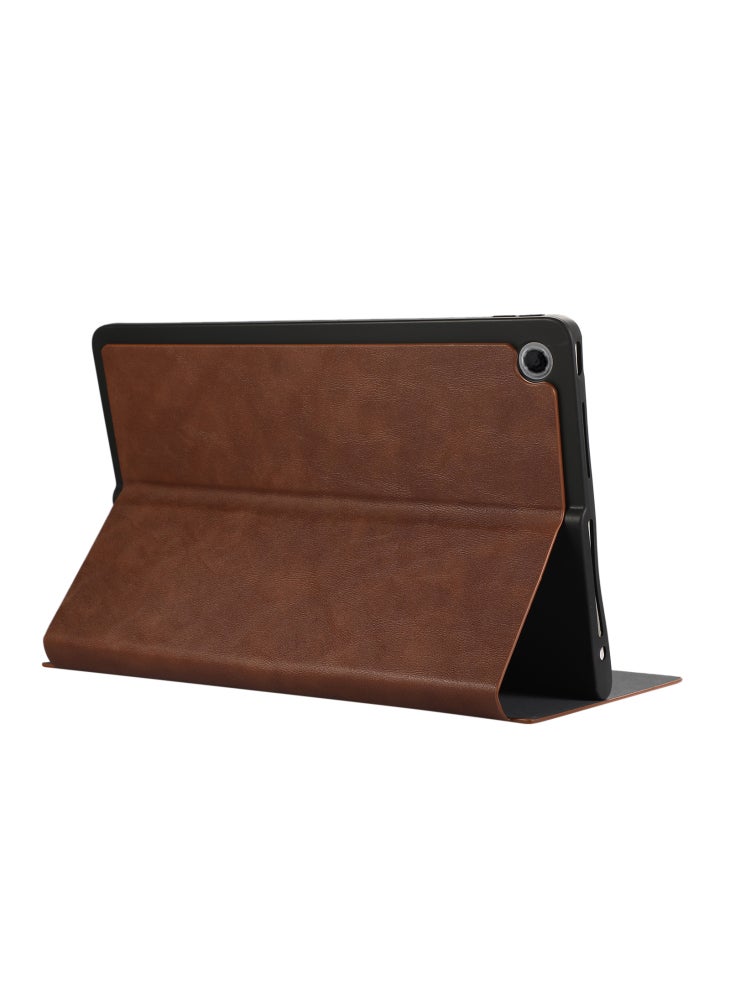 For Lenovo Tab Plus Shockproof Case PU Leather Tablet Cover with Stand - Brown - Image 3