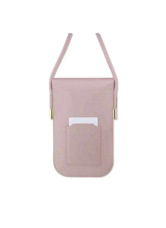 GUESS Saffiano Phone Bag Wallet with Embossed Logo / Adjustable Padded Shoulder Strap / Ecological leather / Lightweight / Easy to Carry - Pink